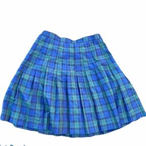 Vintage Green Blue Plaid Skirt